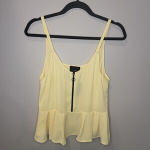 NWT! Lumiere Yellow Retro Shirt with Black circle zipper Small